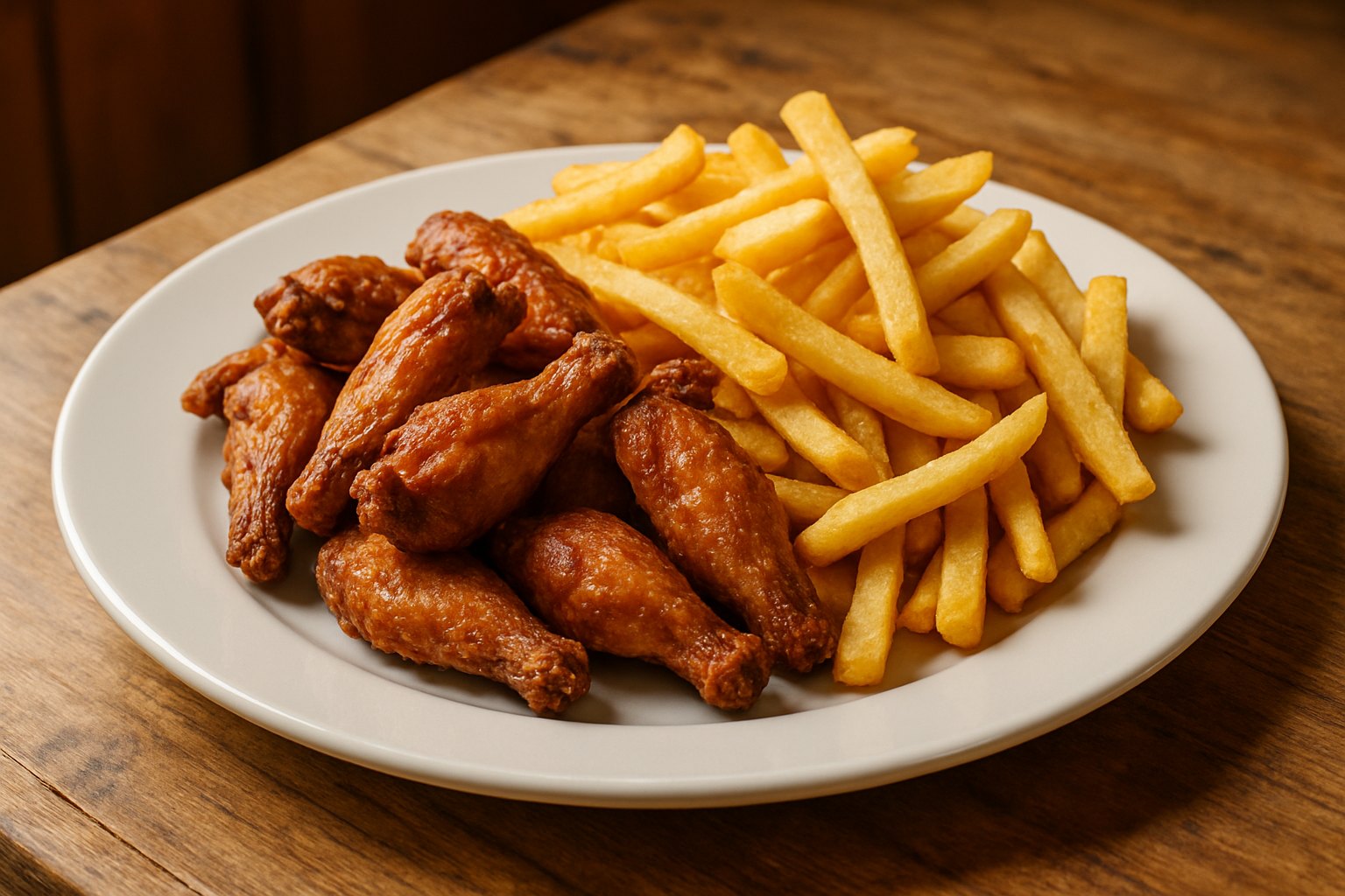 Pouletflügeli mit knusprigen Pommes frites
